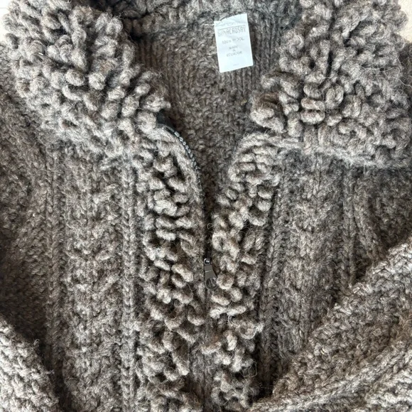 Cardigan Fisherman Full Zip Sweater 100% Wool Made in Ecuador Grayish Green - Picture 3 of 9